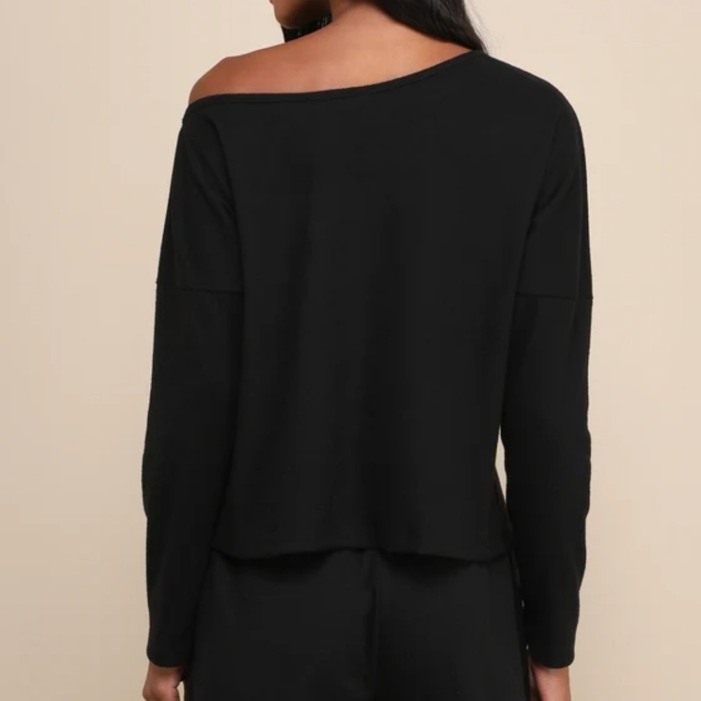 Lulu's Black Ribbed Long Sleeve Sweater - Picture 5 of 13